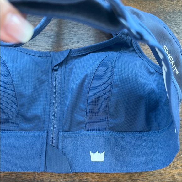 SHEFIT Navy Front-Zip Supportive Swim Bikini Top - Picture 6 of 6